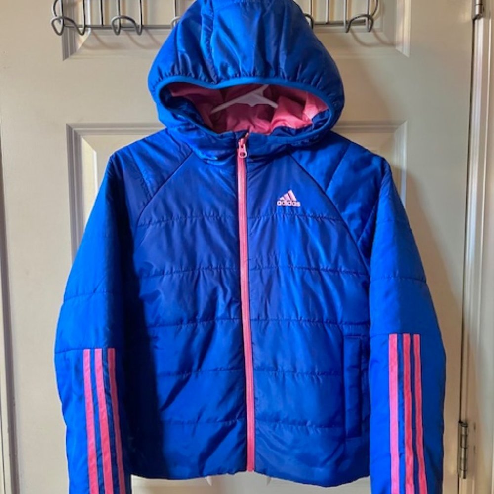 ADIDAS: YOUTH GIRLS HOODED PUFFER JACKET-SIZE 14